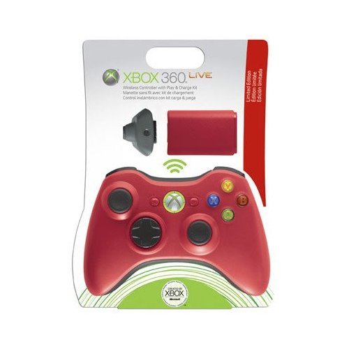Xbox 360 Limited Edition Red Wireless Controller and Play & Charge Kit
