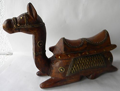 Incredible Indian Art Decorative Indian Handicraft Sitting Camel Statue - Antique Decoration Camel Figure With Old Metal Work