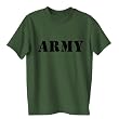 Distressed Print Stencil ARMY Short Sleeve T-Shirt in military green