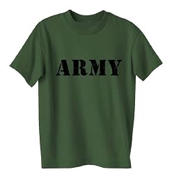 Distressed Print Stencil ARMY Short Sleeve T-Shirt in military green