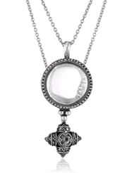 Lucky Brand Silver-Tone Double Pendant Necklace, 16"