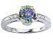 1.29 cts Genuine Mystic Rainbow Topaz and Diamond Engagement Ring - 14kt White or Yellow Gold