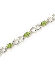 10kt Yellow Gold Oval Peridot and Diamond Bracelet