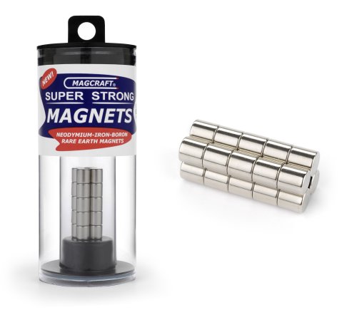 Magcraft NSN0617 1/4-Inch by 1/4-Inch Rare Earth Rod Magnets, 20-Count