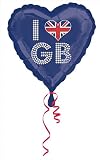 I Love GB X-large Blue 18in Foil Balloon. Great Britsin, UK, England