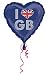 I Love GB X-large Blue 18in Foil Balloon. Great Britsin, UK, England
