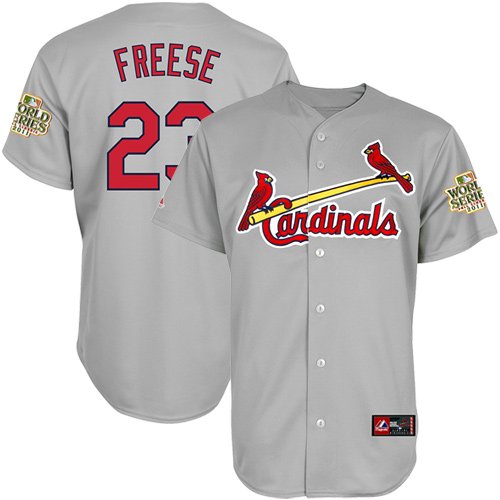Majestic David Freese St. Louis Cardinals 2011 World Series Champions Away Replica Jersey - Gray (Small)