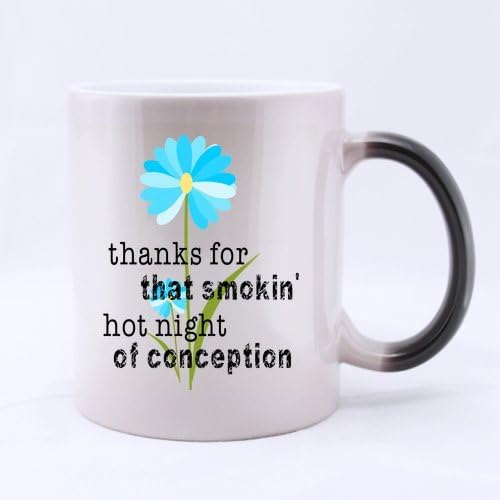 Pregnancy Reveal - Pretty Clean Look Thanks for that smoking Hot Night of Conception Morphing Coffee Mug or Tea Cup - 11 ounces