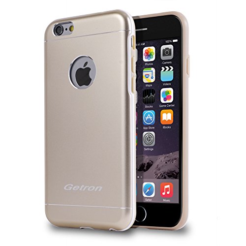 iPhone 6/6S Case, Getron Ultra Slim Premium Fit Thin [HEAVY DUTY] Shock Resistant Dual Layer Tough Metal and Soft TPU Bumper Case Cover for Apple iPhone 6/6S (4.7 Inches)-(Golden)