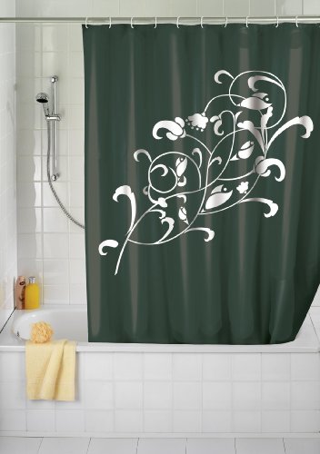 WENKO 19223100 Duschvorhang Ornamento Bianco - hochwertiges Textilgewebe, 180 x 200 cm