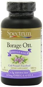 Spectrum Essentials Borage Oil, 1000 mg SoftGels, 60 Count Bottle
