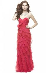 Sexy Crystal Crystals Applique Lace Beaded Chiffon/Taffeta/Tulle Bridesmaid Dress 