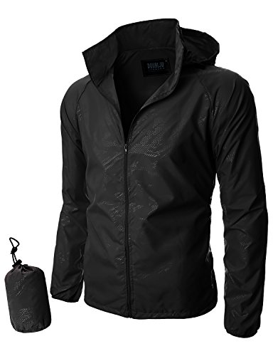 Doublju Mens Waterproof Lightweight Pocketable Rain jacket
