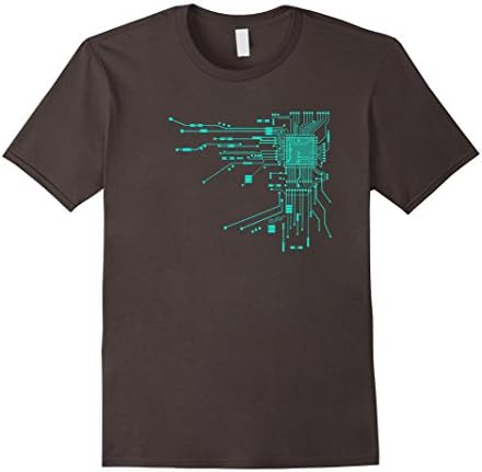 Men's Blue Circuit Board CPU Computer Heart T-Shirt Medium Asphalt