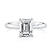 BERRICLE Sterling Silver Solitaire Wedding Engagement Rings 2.1 Carat Emerald Cut Cubic Zirconia CZ Ring for Women, Rhodium Plated Size 4-10