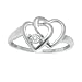 Diamond Accent Platinum Plated Sterling Silver Double Heart Promise Ring