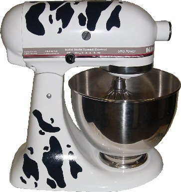 "Cow Spots Double Decal Flame Kit black, designed to fit all KitchenAid stand mixers, including Pro 600, Artisan, Ultra Power, 4, 5, 6 qt quart mixers, without accessory interference." "Cow Spots Double Decal Flame Kit black, designed to fit all KitchenAid stand mixers, including Pro 600, Artisan, Ultra Power, 4, 5, 6 qt quart mixers, without accessory interference."