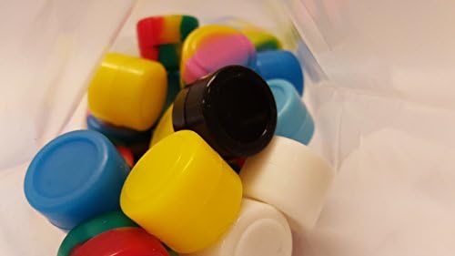 Silicone4less® 50x Non Stick Silicone Oil Wax Kitchen Container Shatter Proof Jar Vial Screw Top (Mixed)