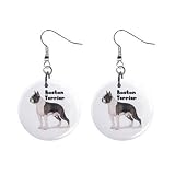Boston Terrier Dangle Button Earrings