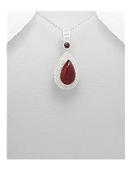 Carnelian Pendant Necklace In 92.5 Sterling Silver