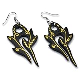 Black Wood Painted Steel Hoop Earrings