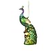 Regal Peacock Colorful Sitting on a Log Glass Christmas Ornament 5.5"