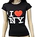 I Love NY New York Womens T-Shirt Spandex Tee Heart Black Large