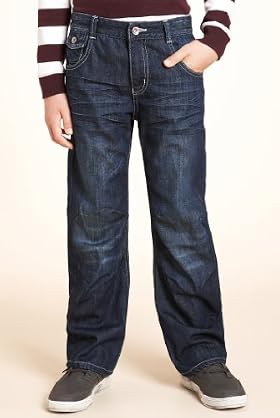 Pure Cotton Button Pocket Bow Fit Jeans