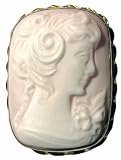 Pink Cameo Art Deco Pin Pendant Sterling Silver 18k Gold Overlay Italian