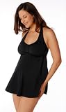Prego Maternity Misses & Plus Size Solid Halter Baby Doll Swimsuit