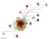 Citrine and carnelian brooch, 'Dream Flower' 5.1 W 0.8 L