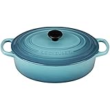 Le Creuset of America Signature Enameled Cast Iron Oval Wide Dutch Oven, 3.5-Quart, Caribbean