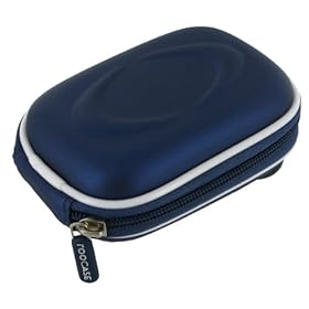 rooCASE EVA Hard Shell (Dark Blue) Case with Memory Foam for Flip Mino Series Camcorder White