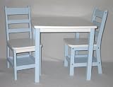 Blue & White Child's Square Table Set with 2 Chairs