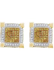 10KT Yellow Gold 1.08 CTW Diamond Micro Pave Earrings