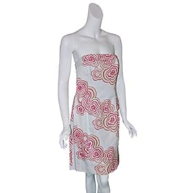 ROBIN JORDAN Flower Print Strapless Dress