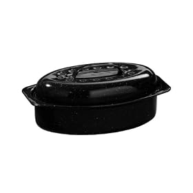Black Oval Enamel Casserole Roaster New Oven Baking And Roasting Tray Pan Dish