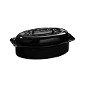 Black Oval Enamel Casserole Roaster New Oven Baking And Roasting Tray Pan Dish