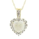 10k Yellow Gold Heart Shaped Opal and Diamond Pendant