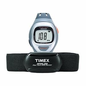 Timex Unisex T5K730 Easy Trainer Analog HRM Flex Tech Chest Strap & Mid-Size Gray/Silver-Tone/Orange Watch