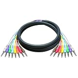 15Ft 8-Channel Snake Cable 1/4In To 1/4In Balanced With White Earbud Headphones