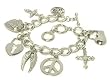 Peace Wing Cross and Heart Charm Toggle Bracelet Fashion Jewelry