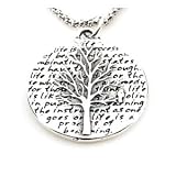 Kevin N Anna Studio California Sterling Silver LARGE Pendant Necklace with Round Etched Tree of Life Pendant Celebrates LIFE