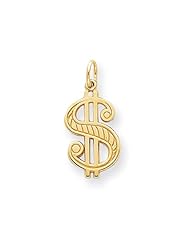10k Yellow Gold Solid Polished Dollar Sign Charm
