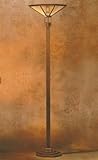 IMAGE OF Casablanca 9702-32 Mission Torchiere / Floor Lamp Weathered Copper with Amber Shade