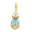 14K Yellow Gold Aquamarine and Diamond Pendant