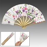 Summer Bent Bamboo Frame Multi Color Nylon Fabric Folding Hand Fan