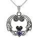 Sterling Silver Celtic Amethyst Claddagh Pendant with 18 inch Cable Chain