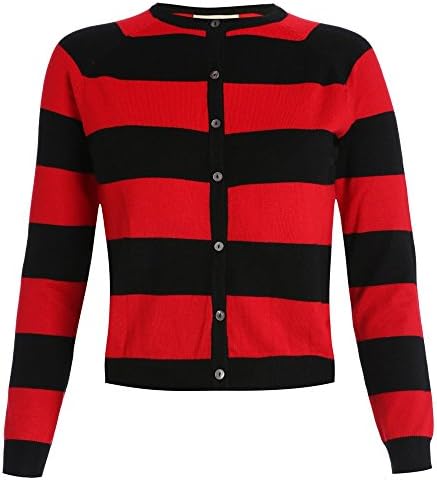 Lindy Bop Menise Red Black Stripe Cardigan (M-L)