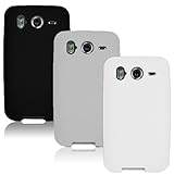 HTC INSPIRE 4G - THREE (3) SOFT SILICONE SKIN CASE COMBO (BLACK, CLEAR, & W ....